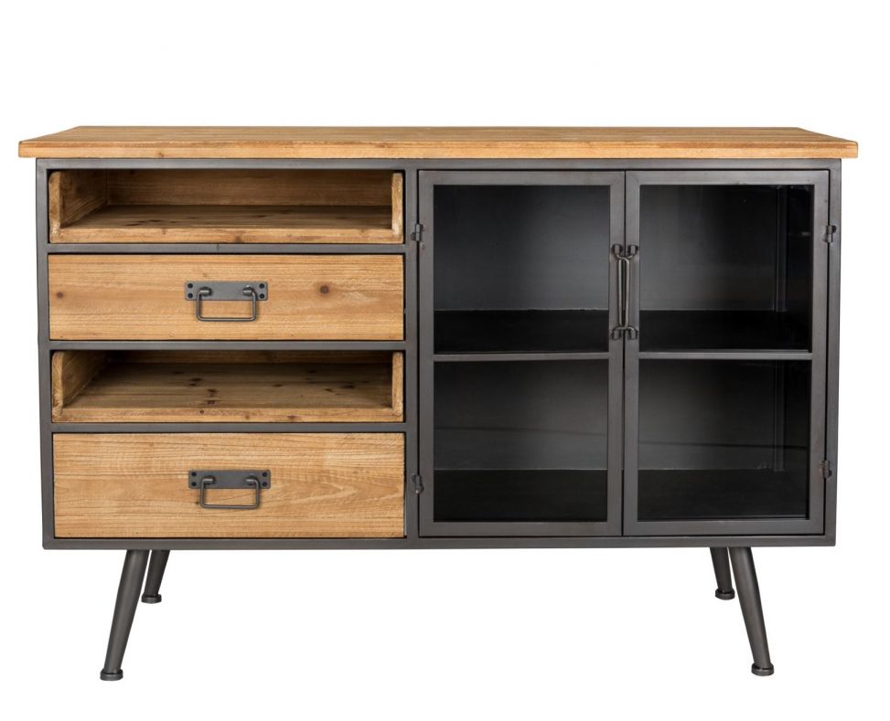 sidobord 'damian' - svart/natur