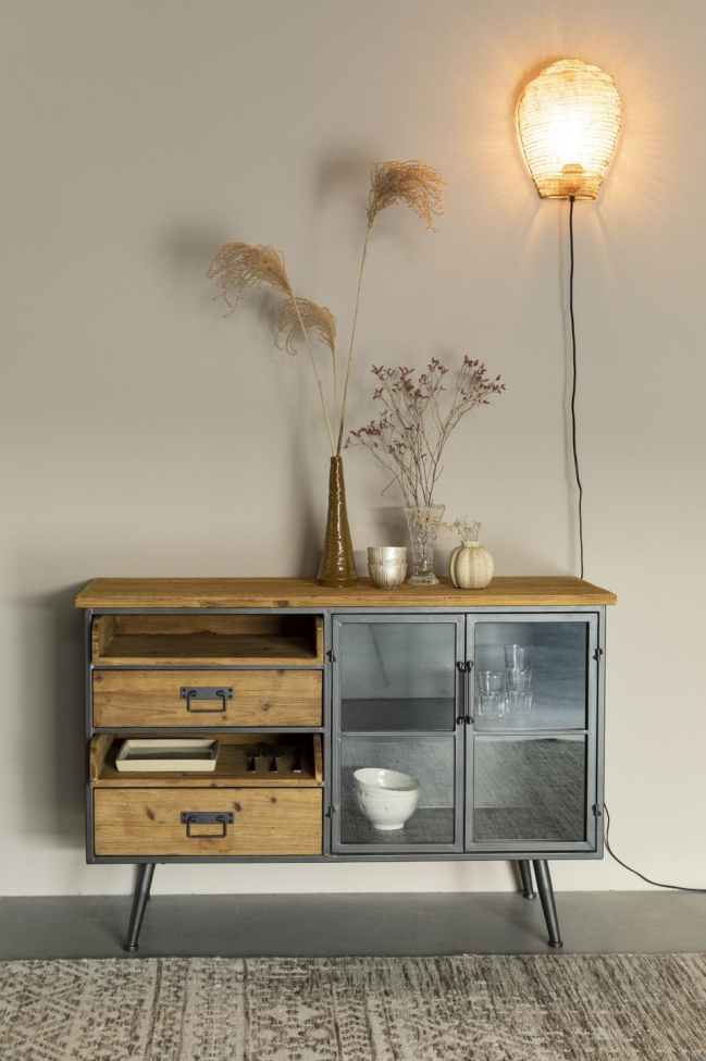 Sidobord 'Damian' - Svart/Natur