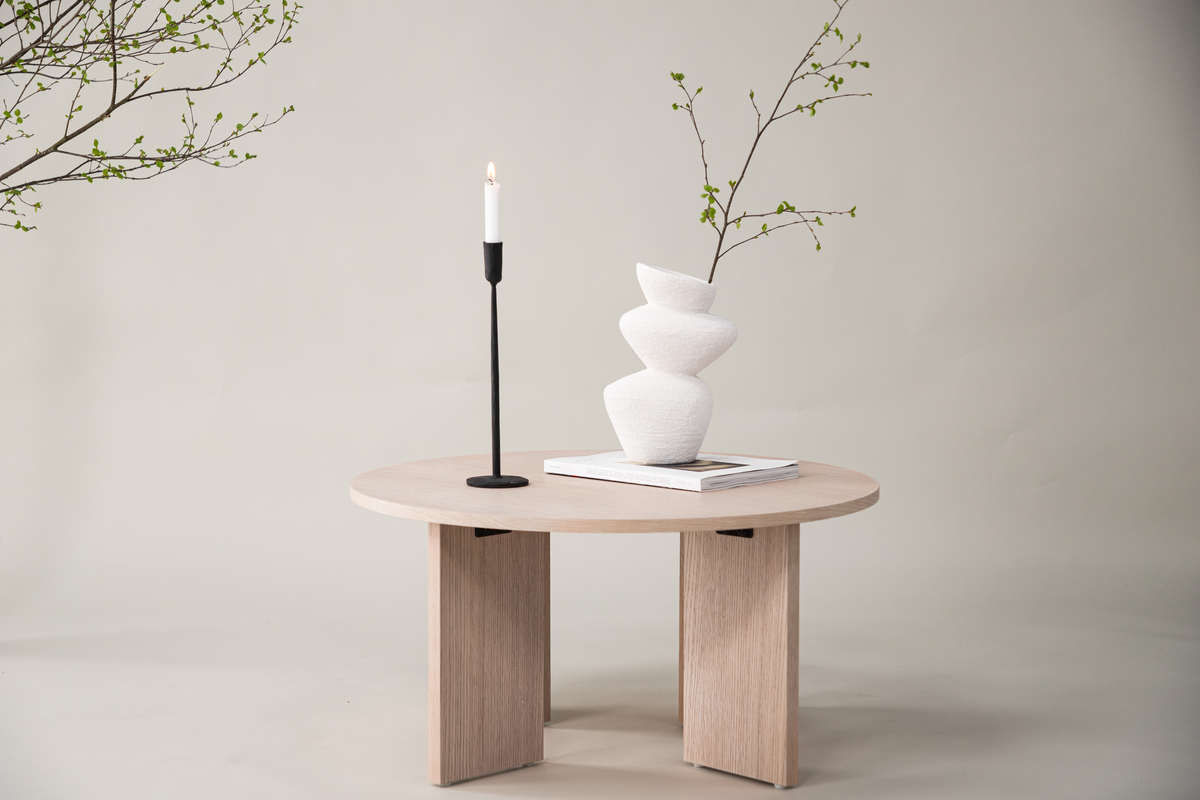 Soffbord 'Arvika' Runt 80cm - Vitpigmenterad Ek
