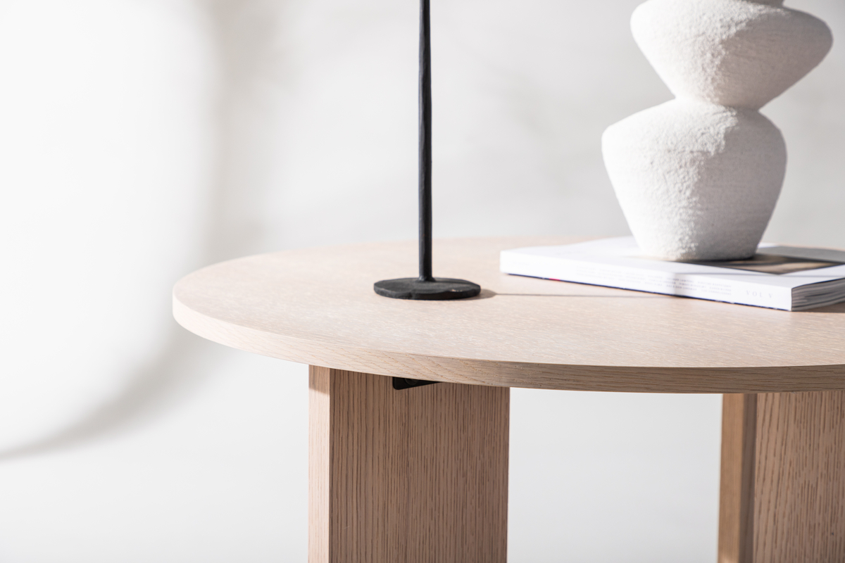 Soffbord 'Arvika' Runt 80cm - Vitpigmenterad Ek