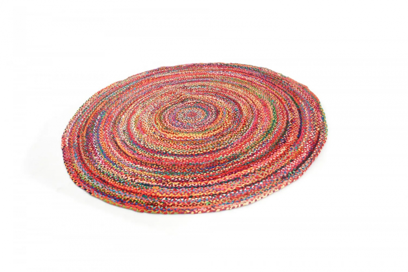 Rund matta 'Flätan' 120cm - Multifärgad