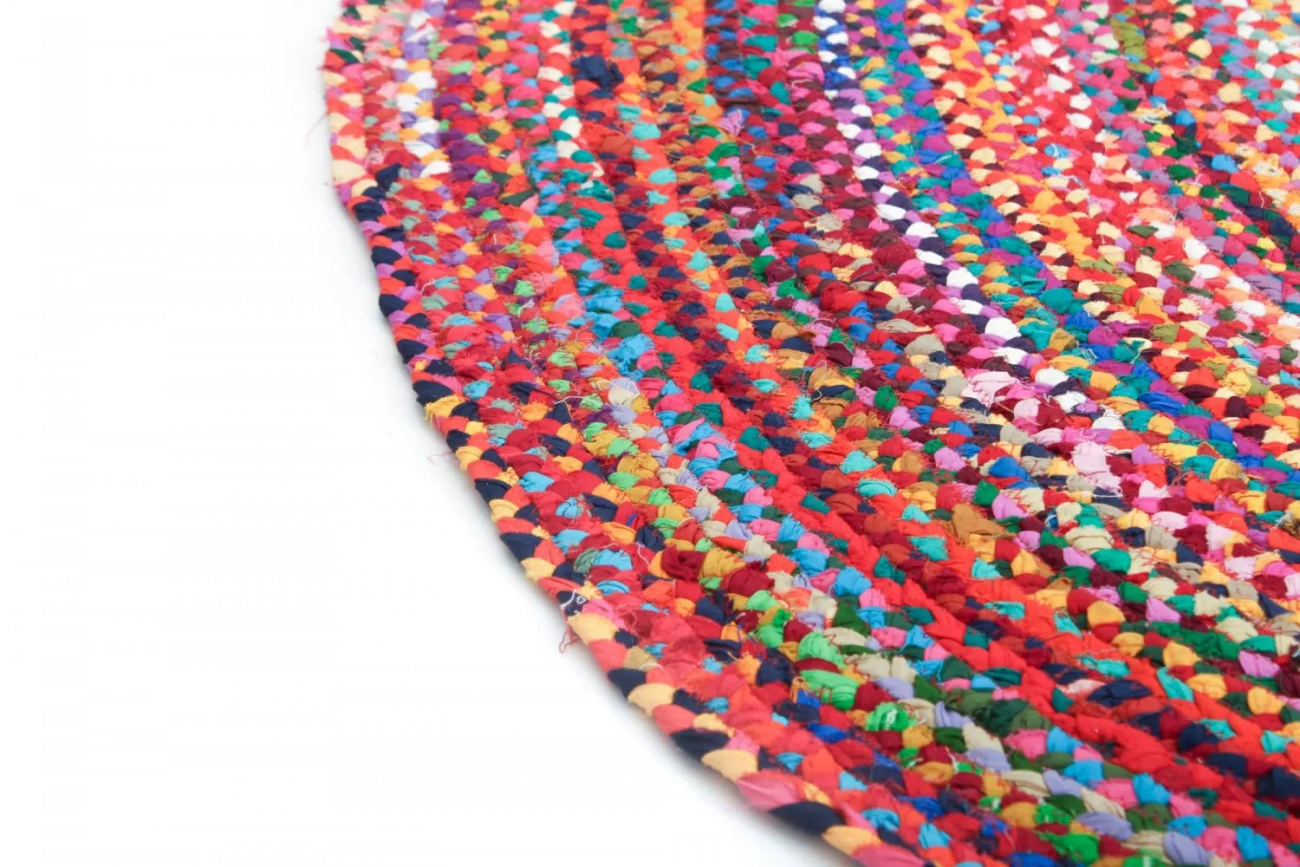 Rund matta 'Flätan' 120cm - Multifärgad