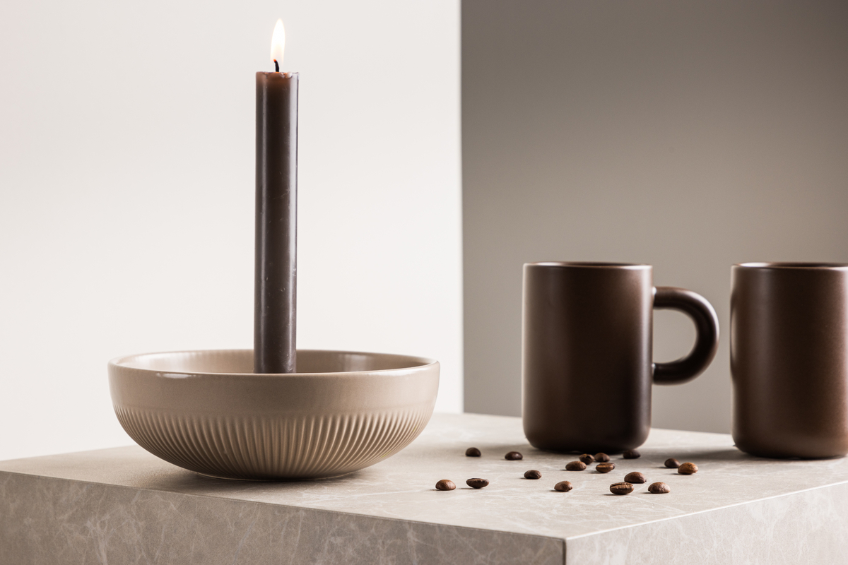 Ljusstake 'Manarola' 18cm - Beige