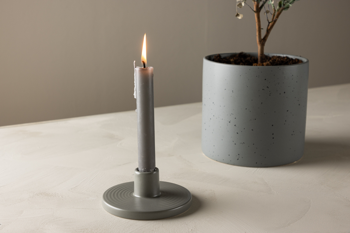 Ljusstake 'Cayenne' - Grå