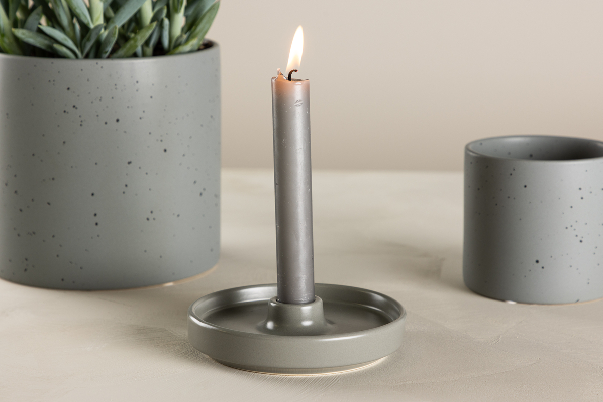 Ljusstake 'Cayenne' - Grå