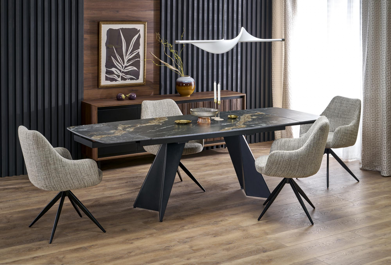 Matbord 'Armani' 165-241cm - Svart