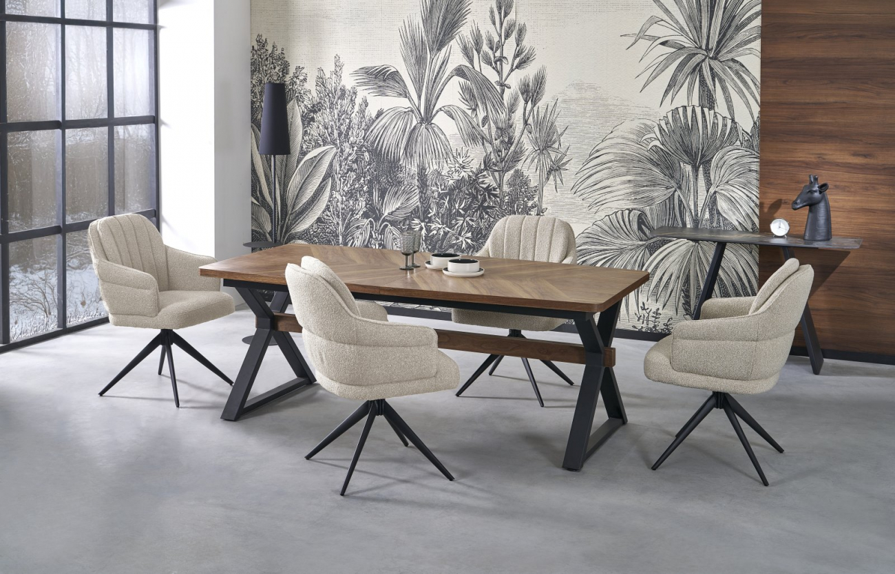 Matbord 'Baron' 200-350cm - Natur/svart