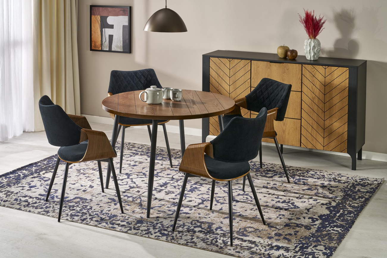 Matbord 'Barry' Runt 105cm - Natur/svart