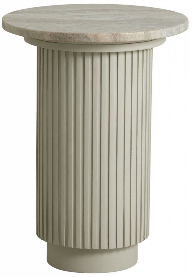 sidobord 'erie' runt 40cm - vit marmor