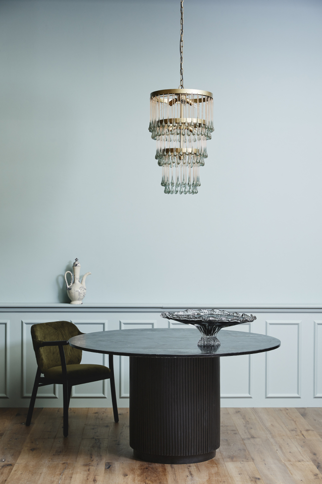 Matbord 'Erie' Runt 140cm - Svart Marmor 