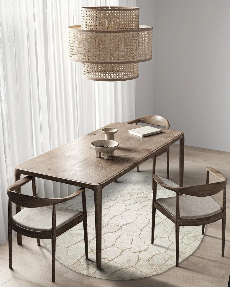Rund matta 'Cora' 120cm - Vit