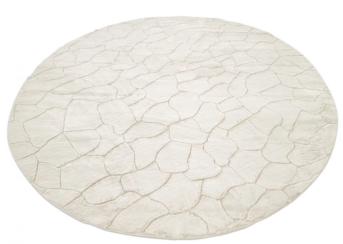 Rund matta 'Cora' 160cm - Vit