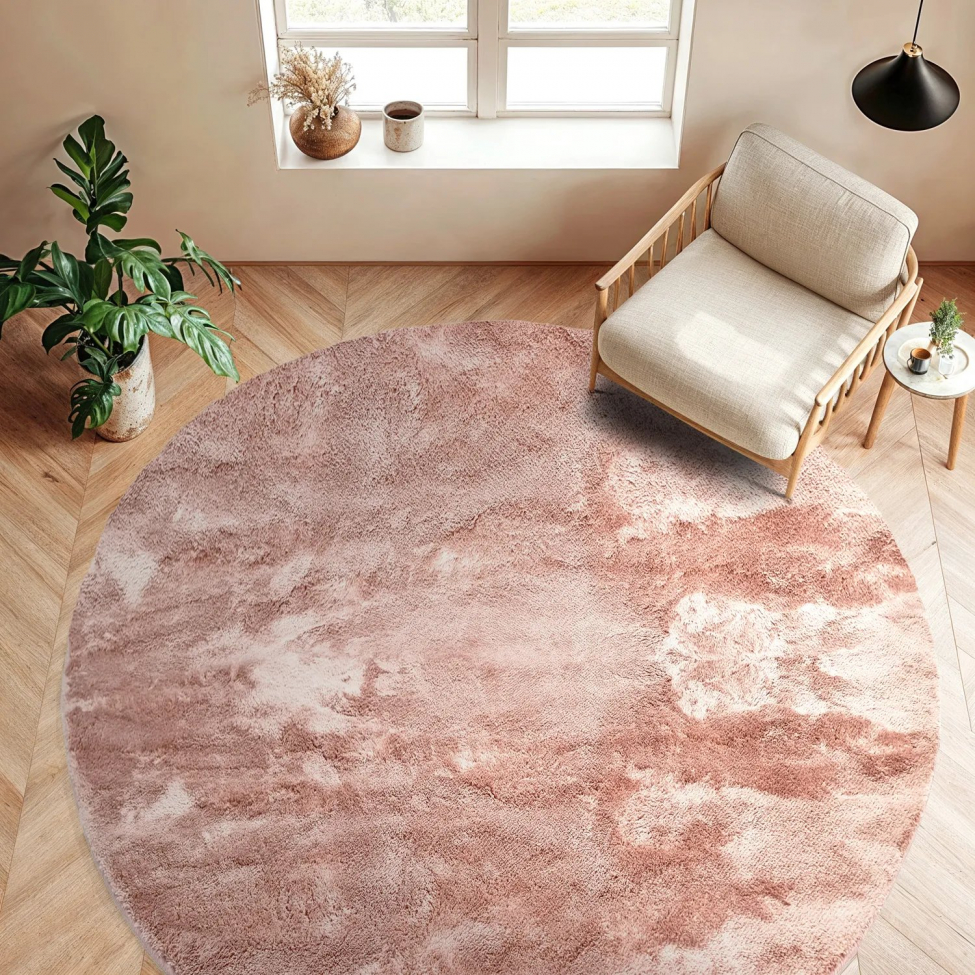 Rund matta 'Aranga Super Soft Fur' 80cm - Rosa