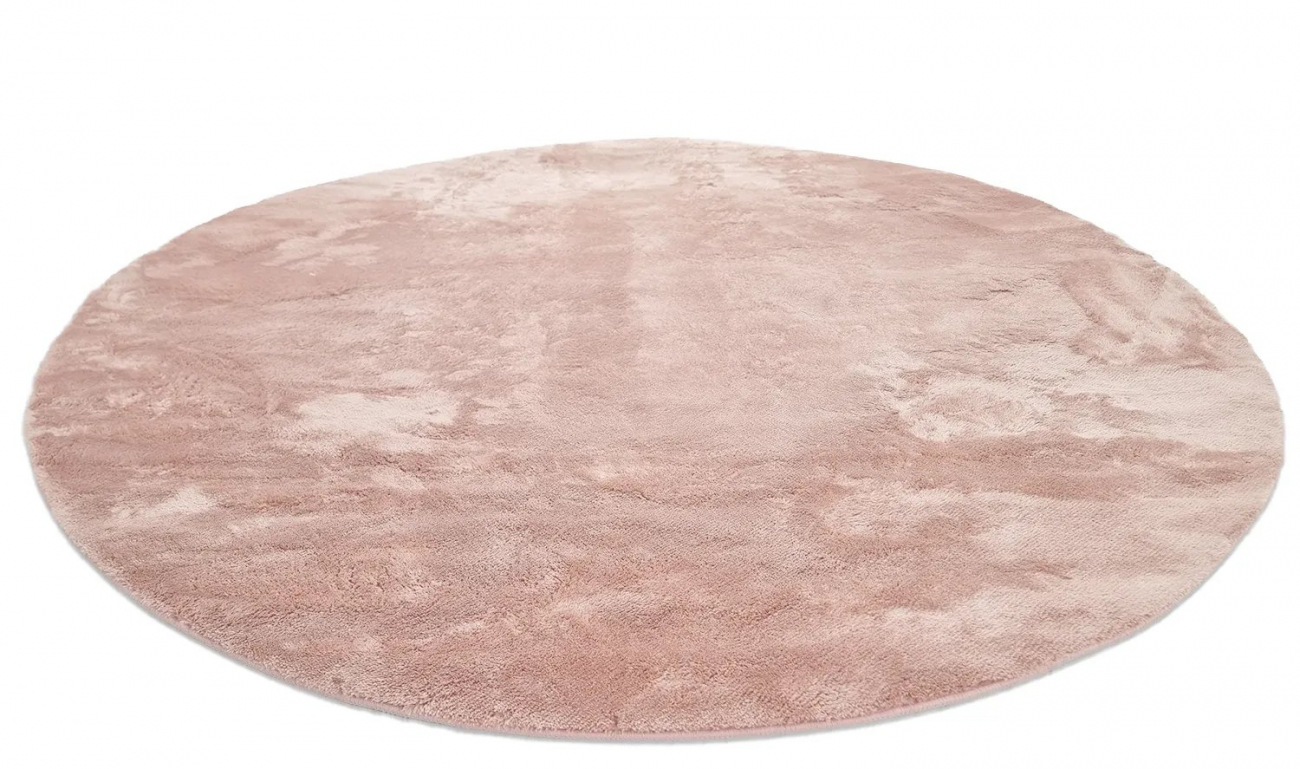 Rund matta 'Aranga Super Soft Fur' 80cm - Rosa