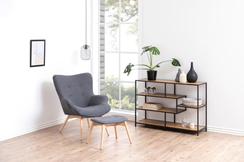 Bokhylla 'Seaford' 114x78cm - Natur/Svart