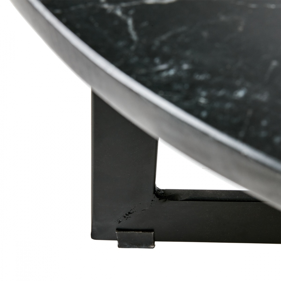 Soffbord 'Milan L' runt 70cm - Svart/marmor