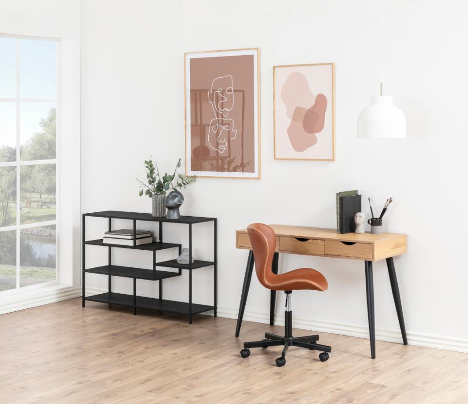 Bokhylla 'Seaford' 114x78cm - Svart