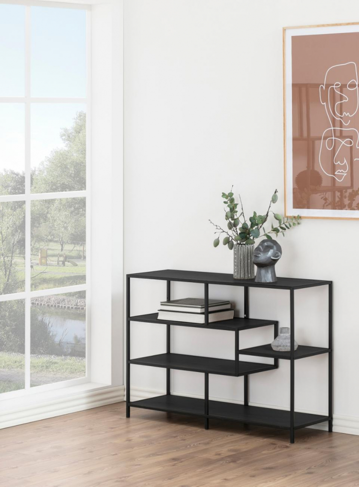 Bokhylla 'Seaford' 114x78cm - Svart