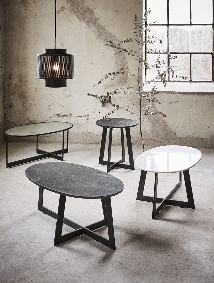 Soffbord 'Milan' 90x50cm - Svart/glas