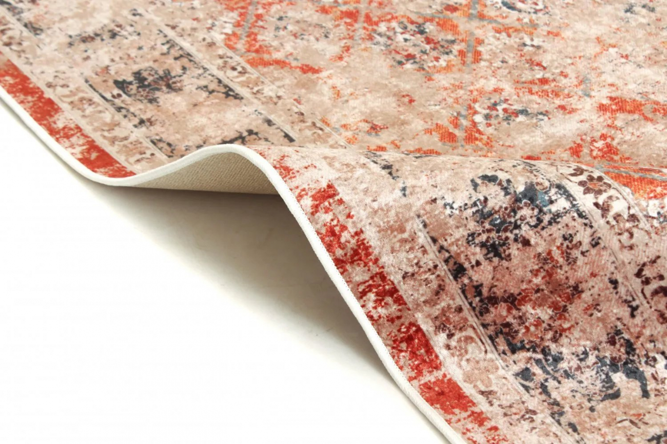 Rund matta 'Douz' 120cm - Röd/Multi