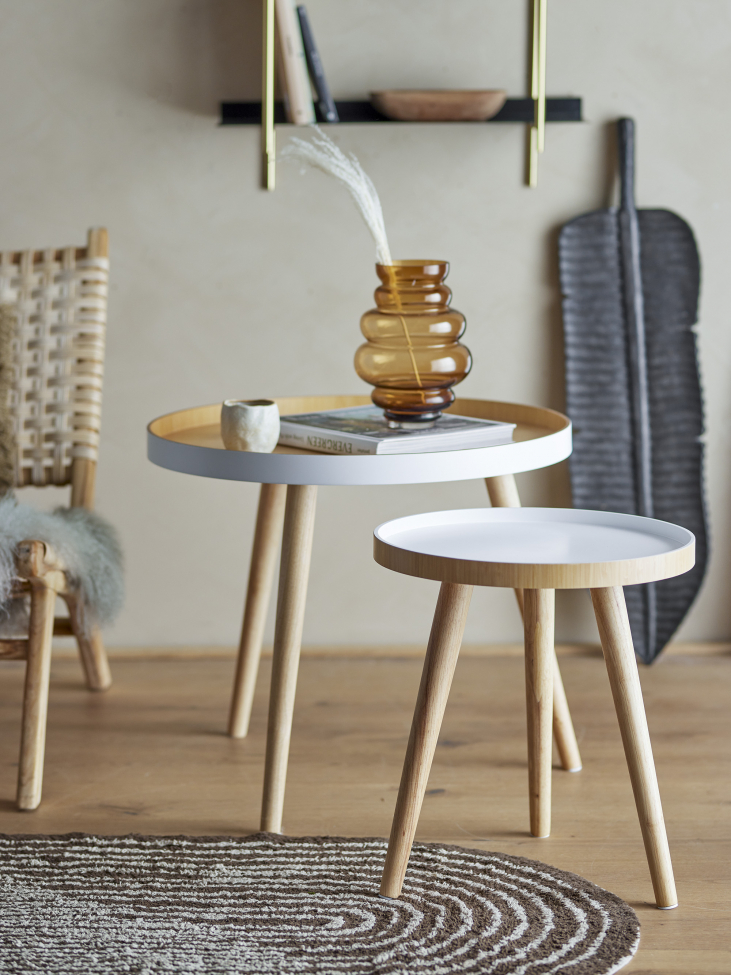2-set Soffbord 'Cappuccino' - Vit/Trä