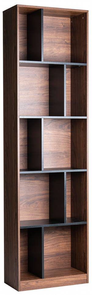 bokhylla 'colin' 60x210 - valnöt/svart
