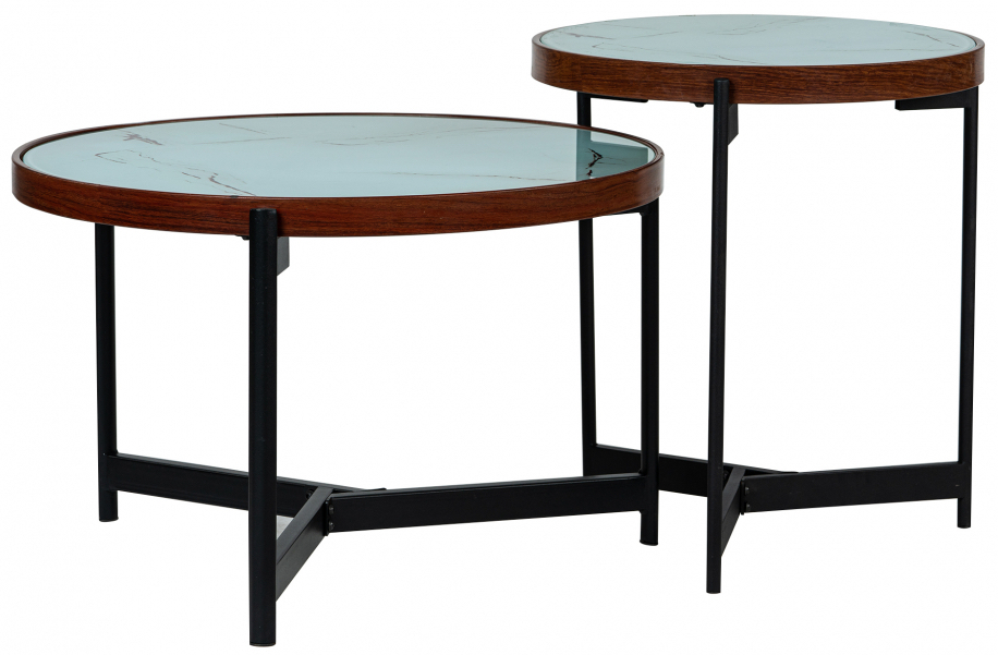 Soffbord 'Marble' 2 delar - Svart/Vit