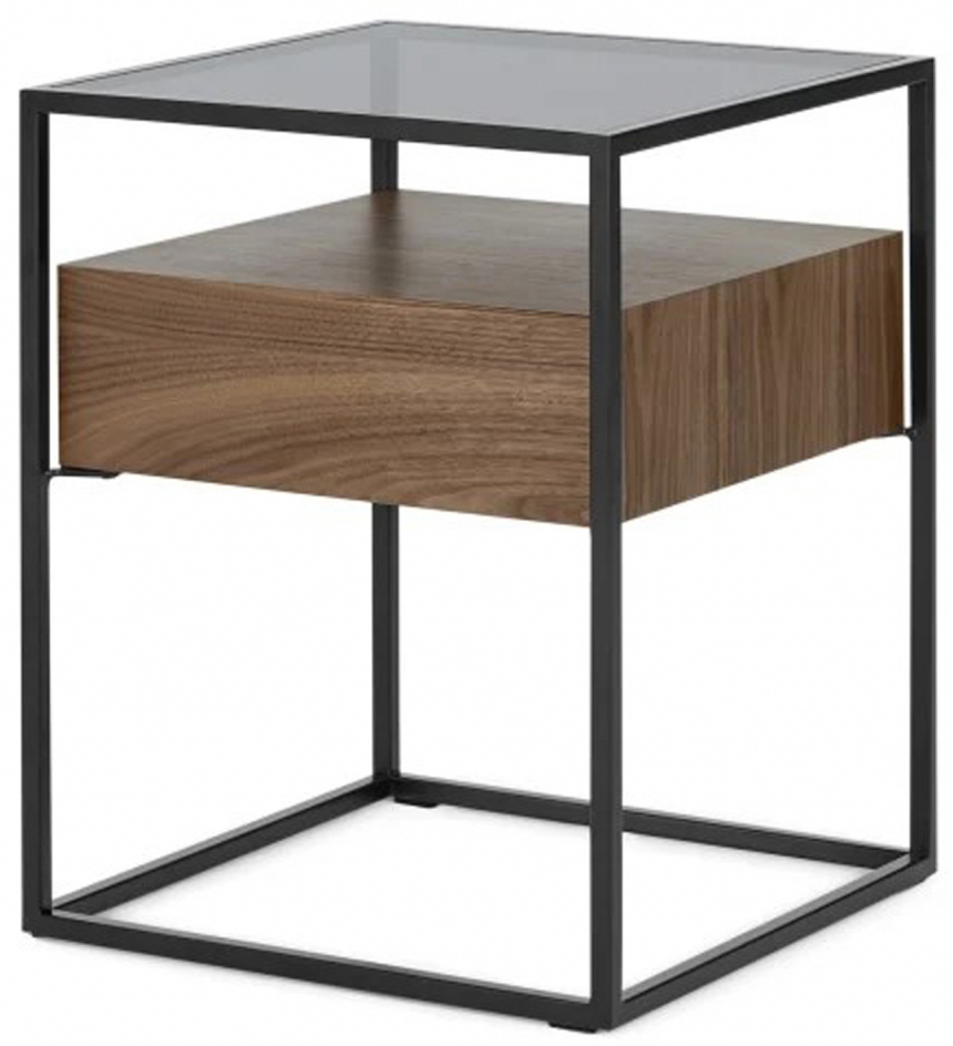 sängbord 'detroit' - valnöt/svart