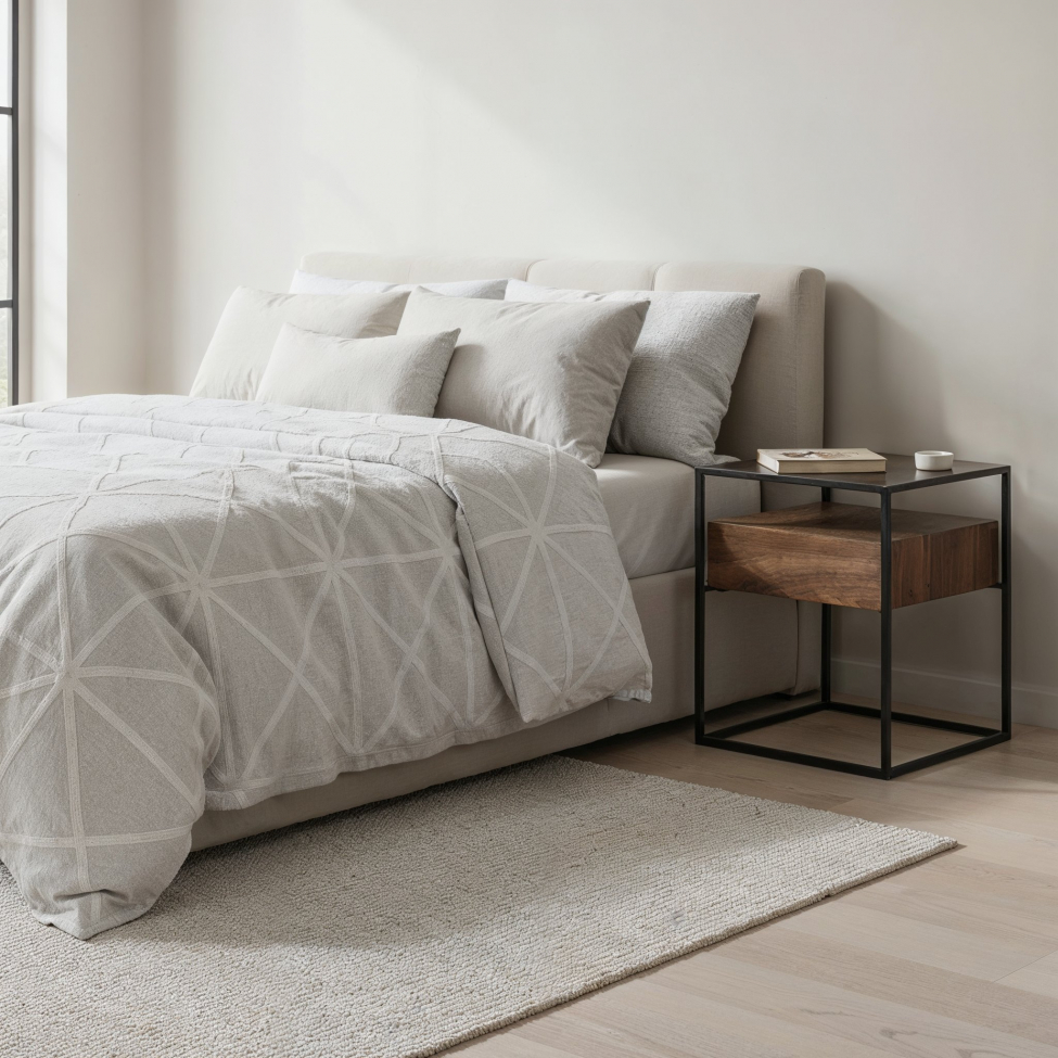 Sängbord 'Detroit' - Valnöt/Svart