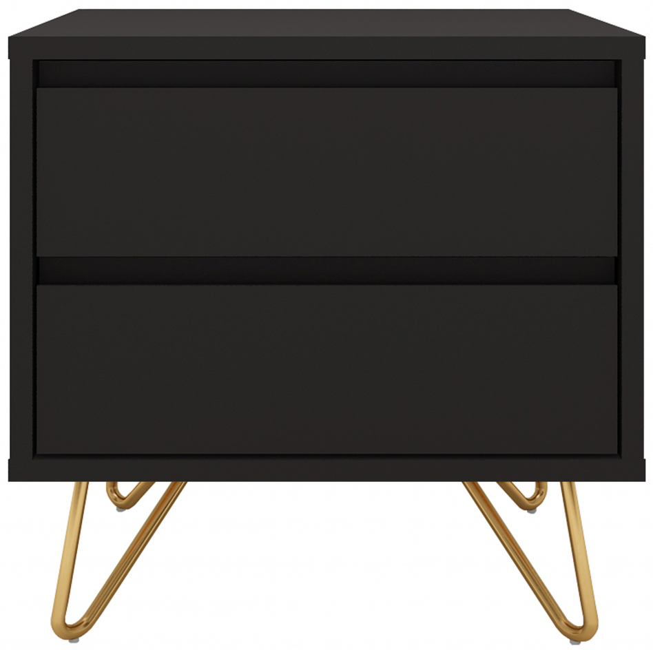 sängbord 'elle' - svart/mässing