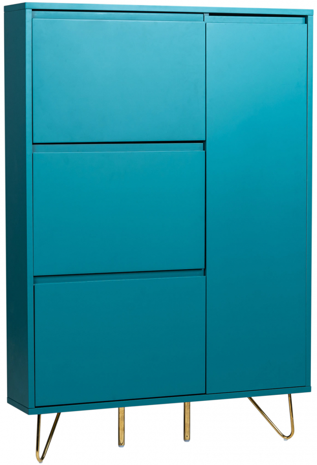skoskåp 'elle' - turkos/mässing