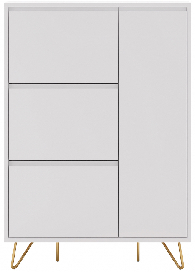 skoskåp 'elle' - vit/mässing