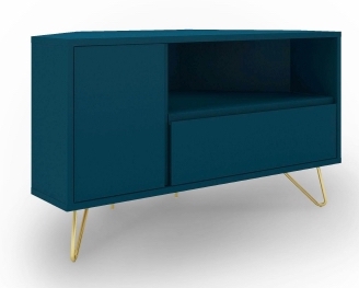 tv-bänk 'elle' för hörn - turkos/mässing