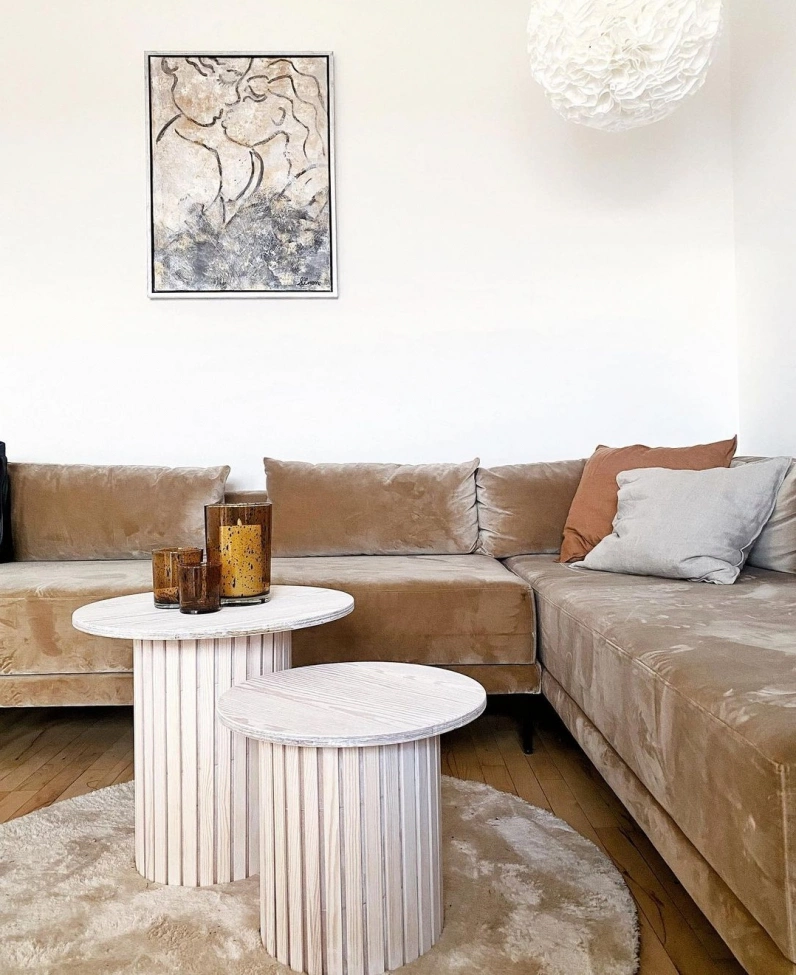 Rund matta 'Aranga Super Soft' - Beige