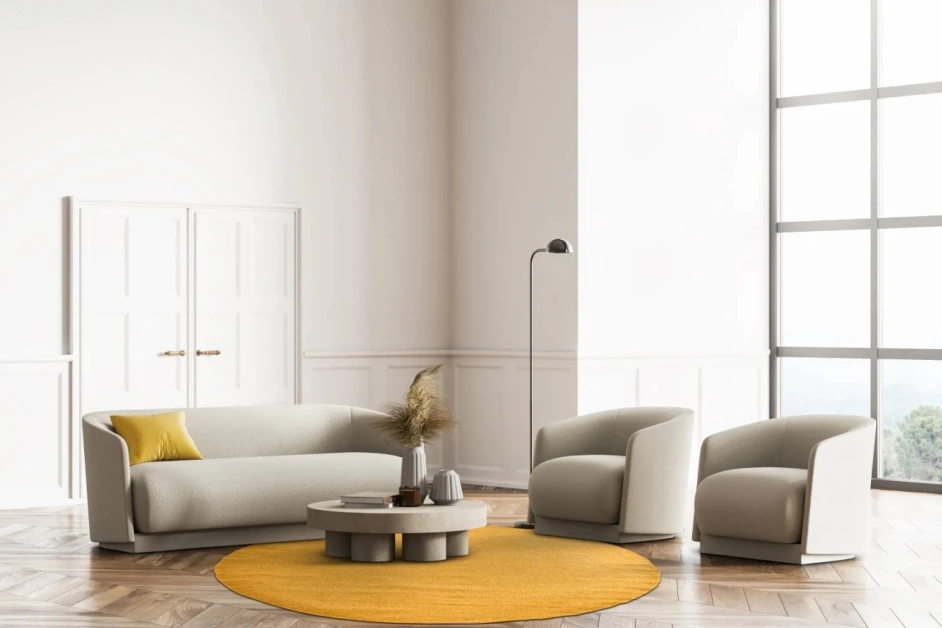 Rund matta 'Hamilton' - Saffron