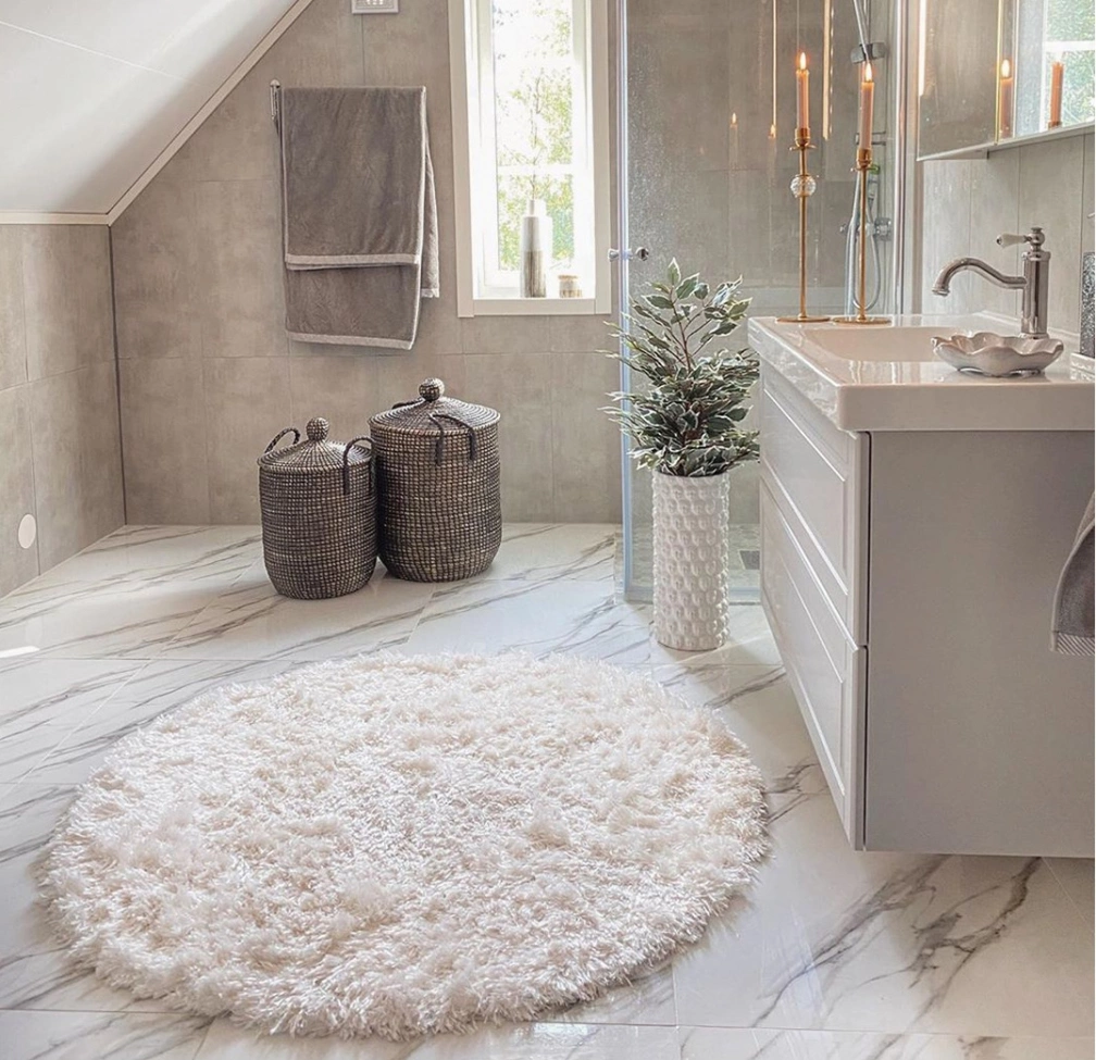 Rund matta 'Janjira' - Vit