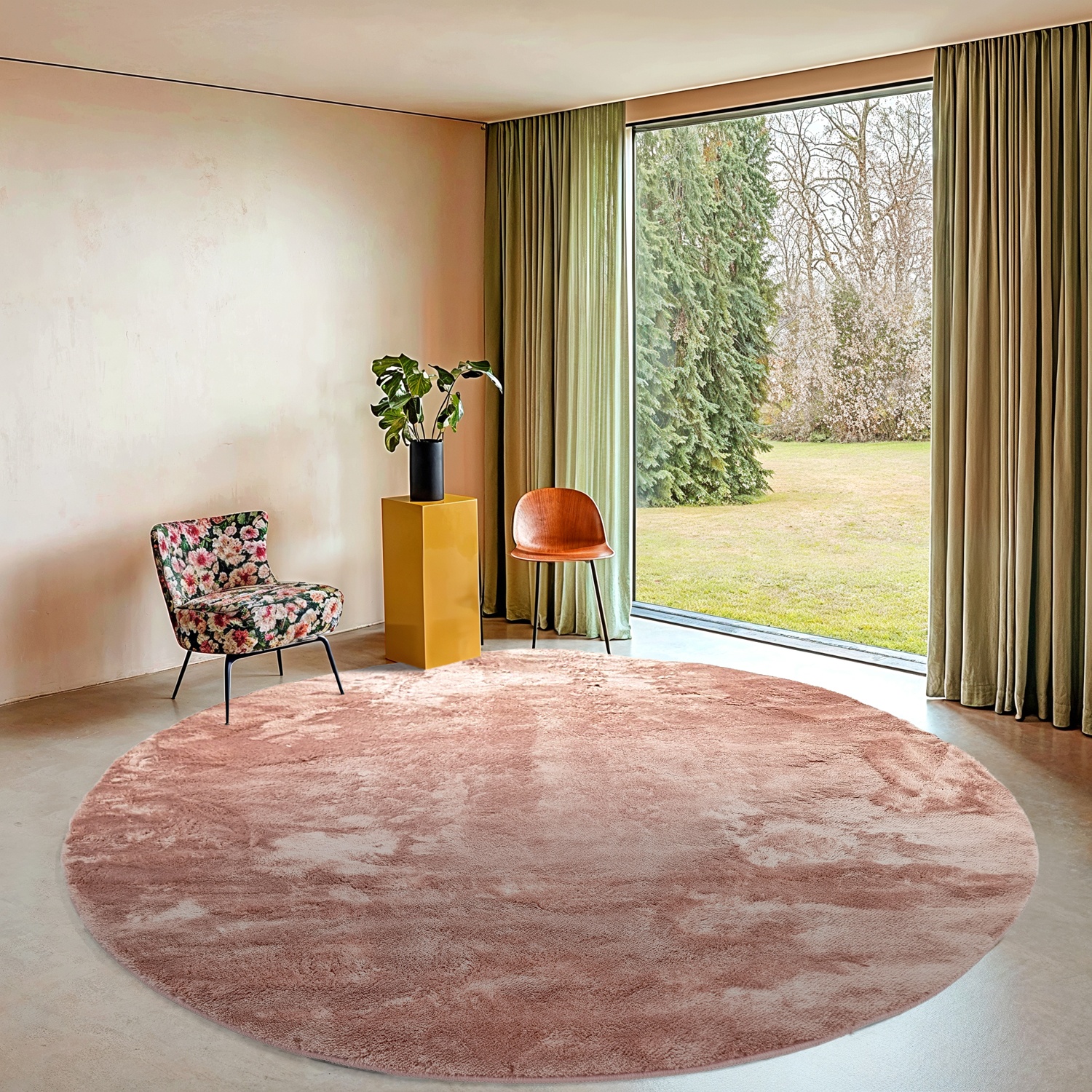 Rund matta 'Aranga Super Soft Fur' - Rosa