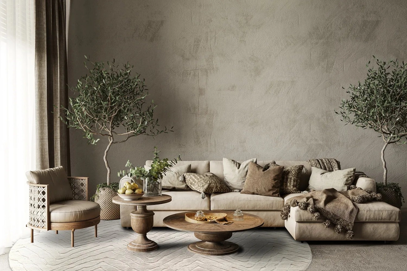 Rund matta 'Wren' - Vit