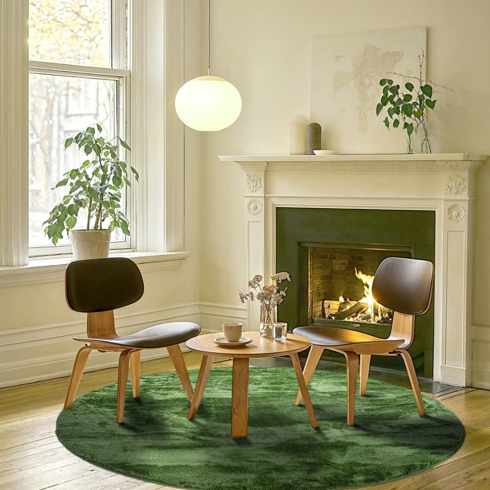 Rund matta 'Aranga Super Soft' - Oliv