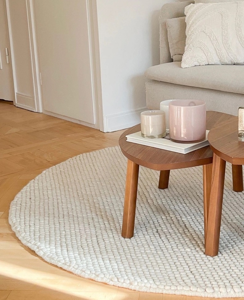 Rund matta 'Avafors' - Beige