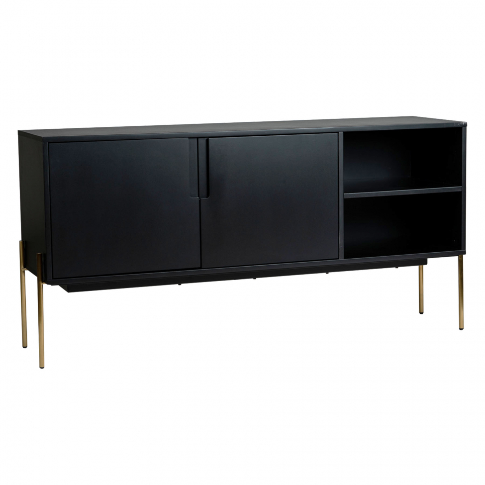 sideboard 'frölunda' - svart/mässing