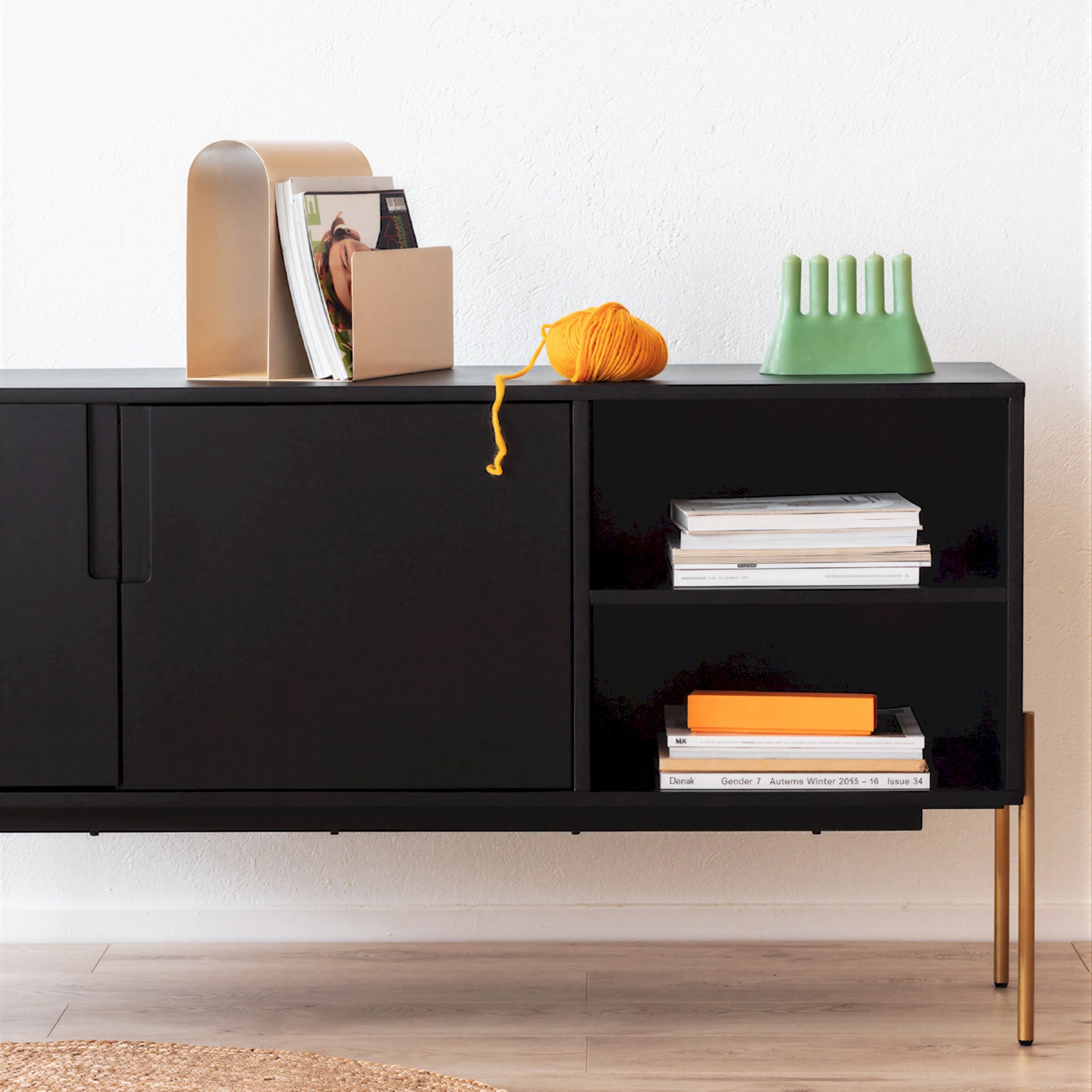 Sideboard 'Frölunda' - Svart/Mässing