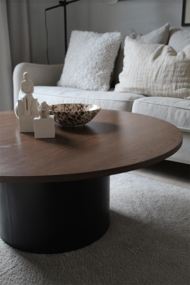 Soffbord 'Rounded' Runt 100cm - Valnöt