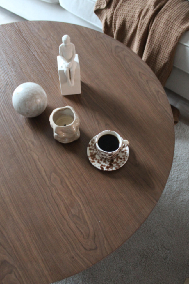 Soffbord 'Rounded' Runt 100cm - Valnöt