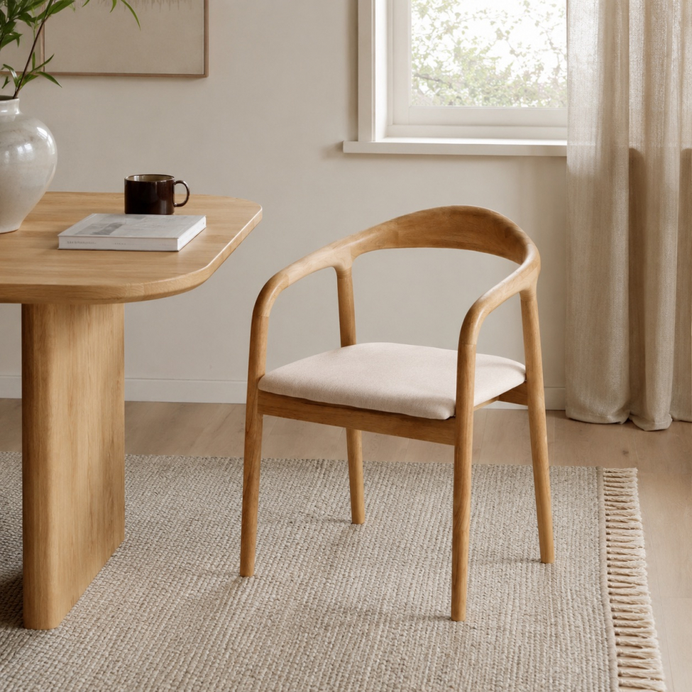 Karmstol 'Aspa' - Natur/beige