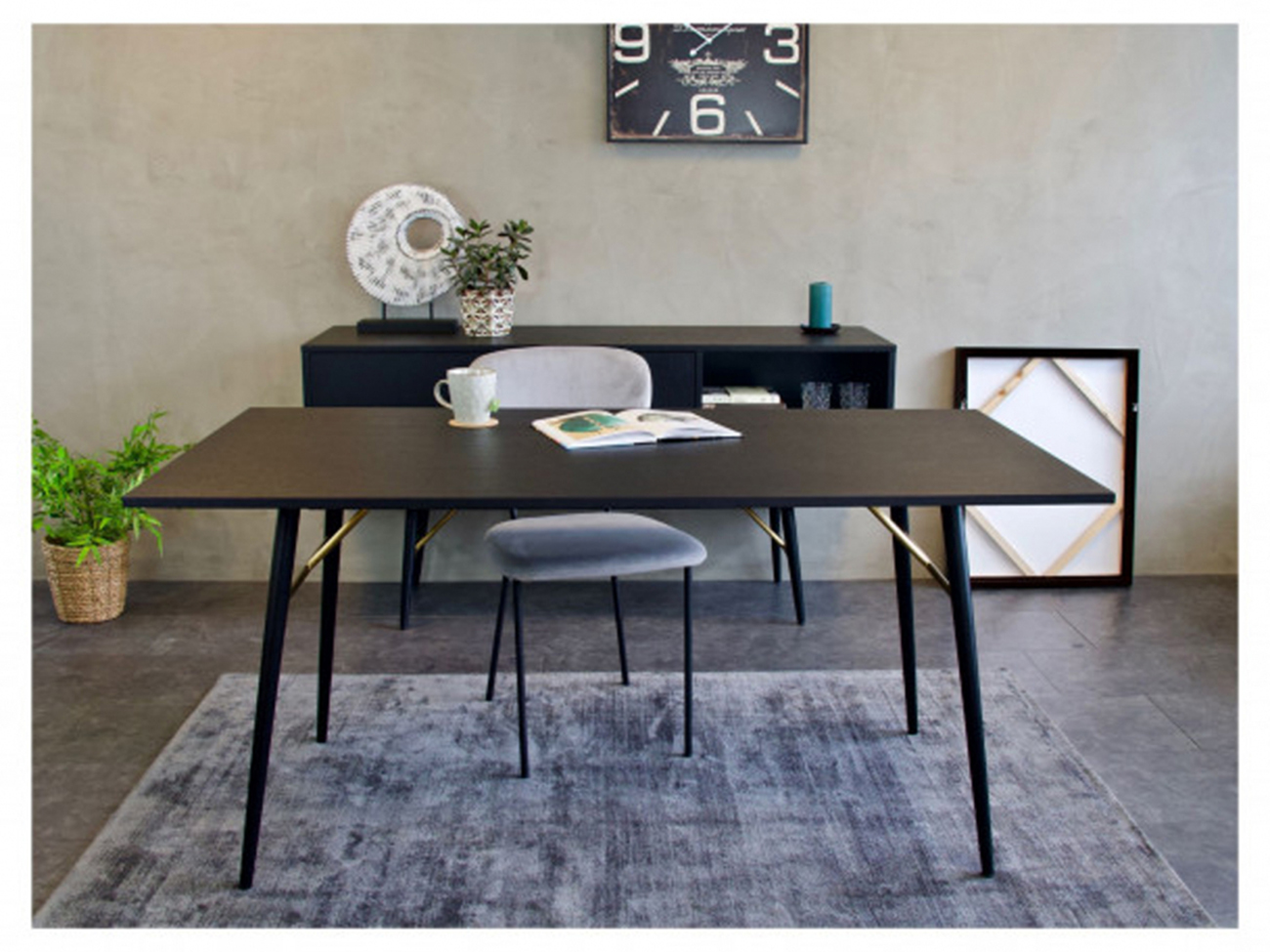 Matbord 'Lux' 160x90cm - Svart/Mässing