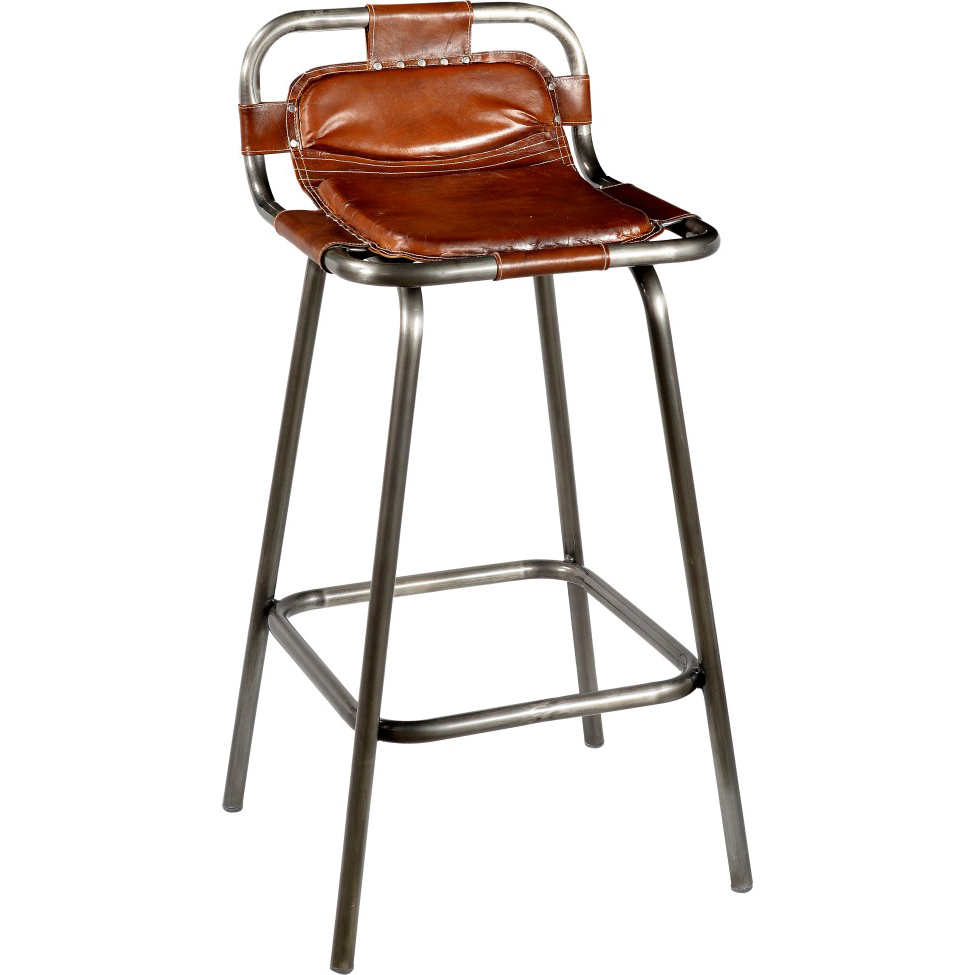 Barstol Läder – Trademark Living Barstol med ryggstöd Läder – Trademark Living
