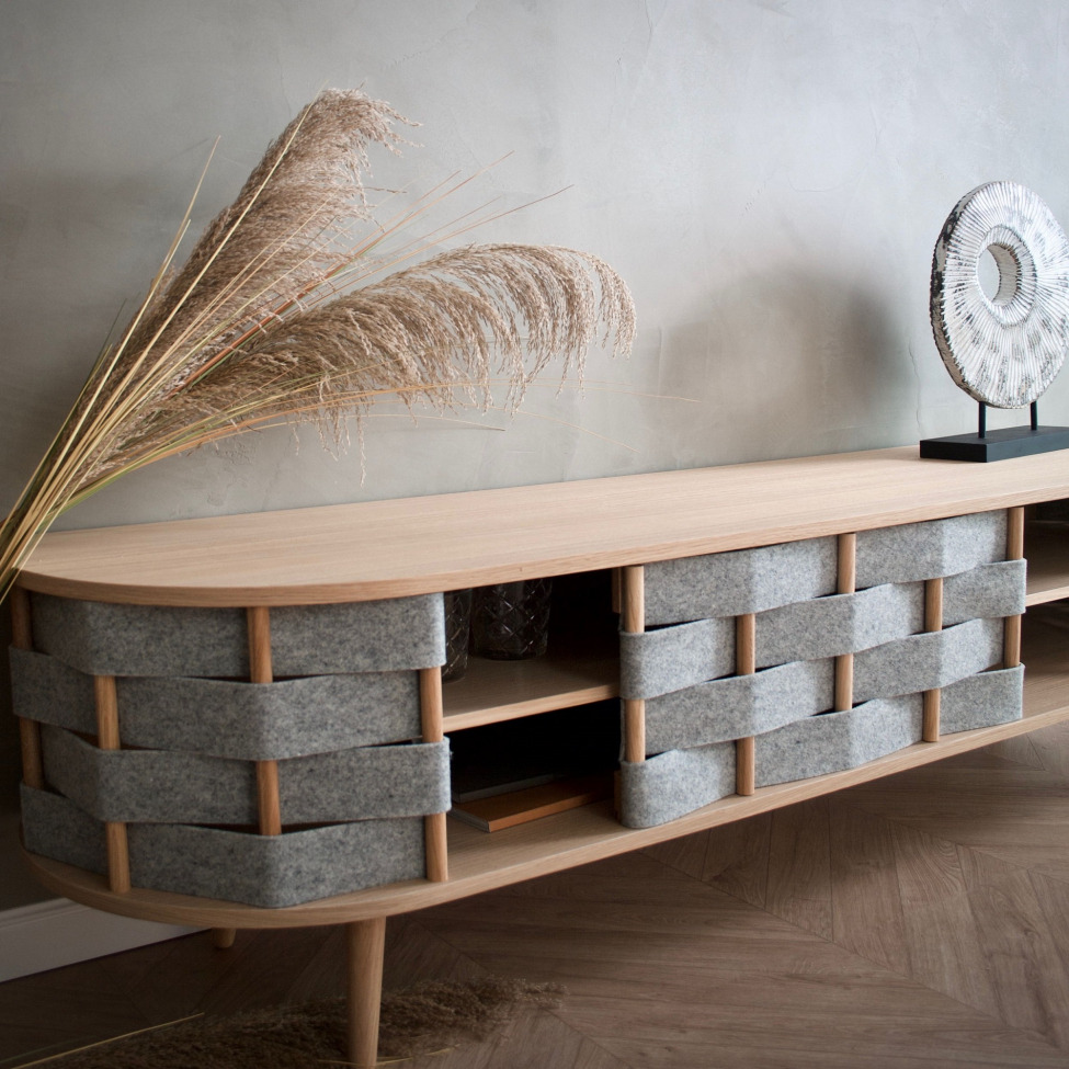 TV-bänk 'Felt' 160cm - Natur/Grå