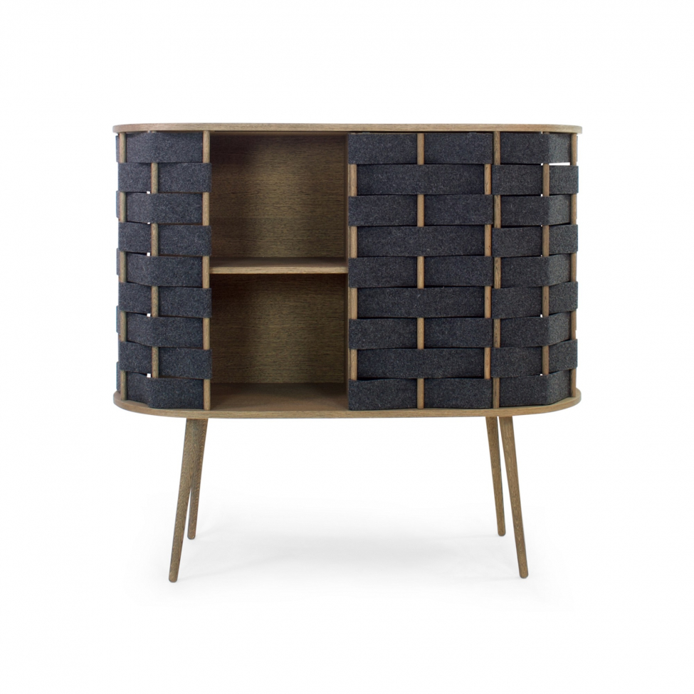 Byrå 'Felt' 120cm - Natur/Mörkgrå