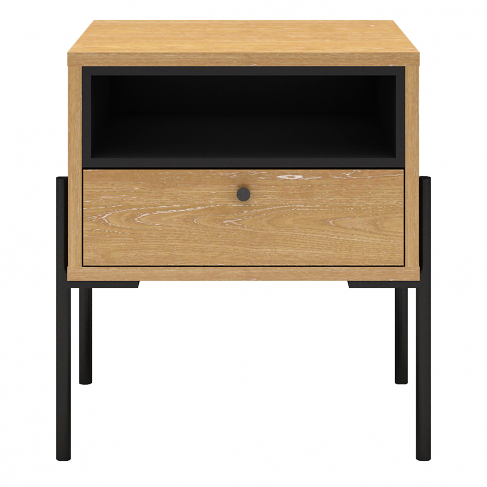 sängbord 'punt' - ek/svart